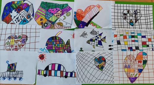 李召幼儿园大二班艺术活动《创意格子画》