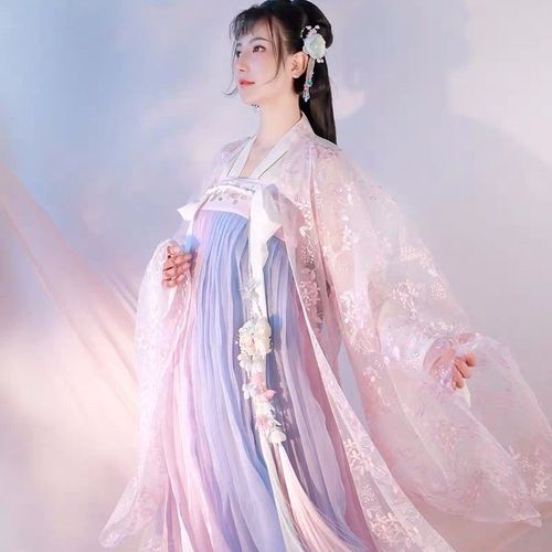 汉服女春樱齐胸粉蓝学生古装衣服女春秋季中国风超