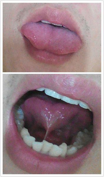 舌头伸不出来,只能舔到嘴唇,往上翘有跟弦,我说话不大