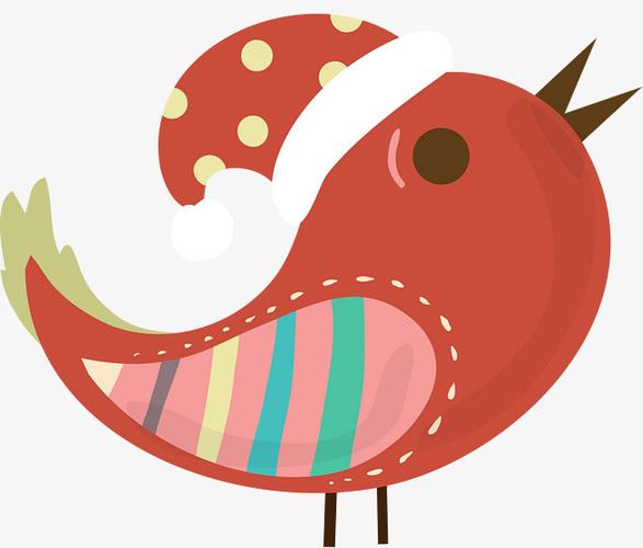 红色可爱圣诞节小鸟