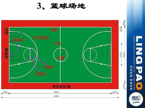 3,篮球场地 边 线 限制区 篮 板 架 罚球区 罚球线 球队席区域 3分