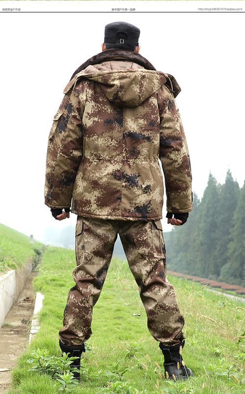 狼石(langshi) 07荒漠迷彩服大衣冬季男女加绒加厚迷彩外套劳保防水可