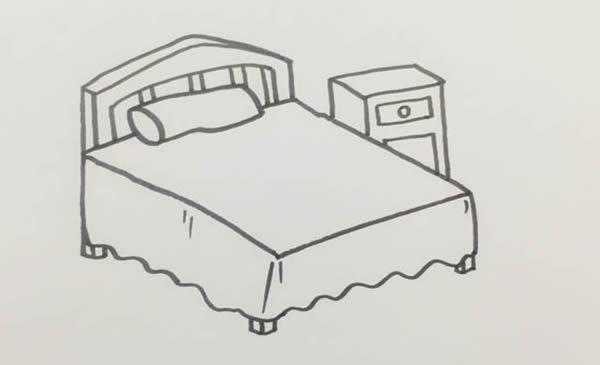 每天学一幅简笔画--卧室简笔画彩色画法步骤图片