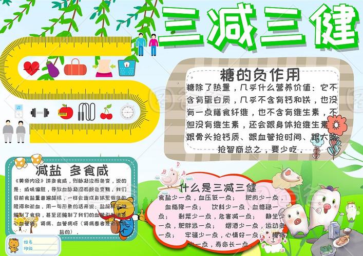 三减三健手抄报