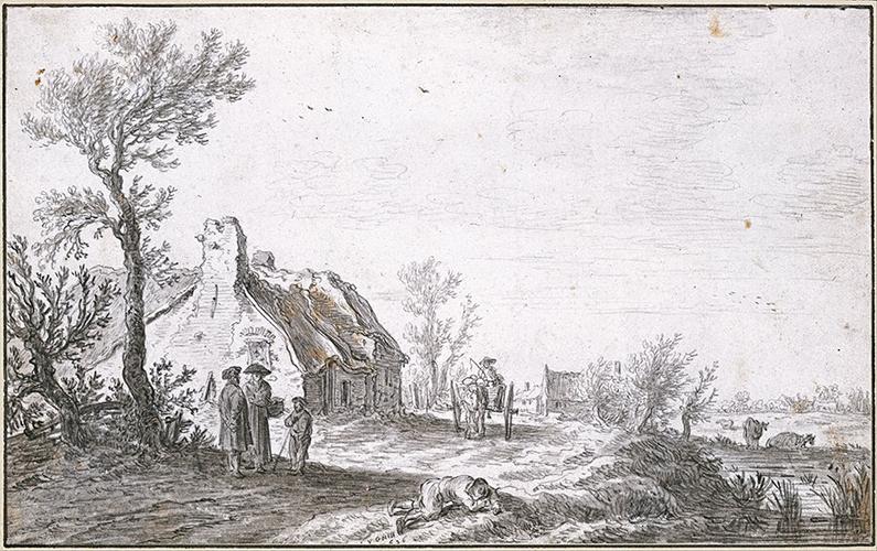zoon van goyen作品: (dutch)-country road with 乡村公路素描