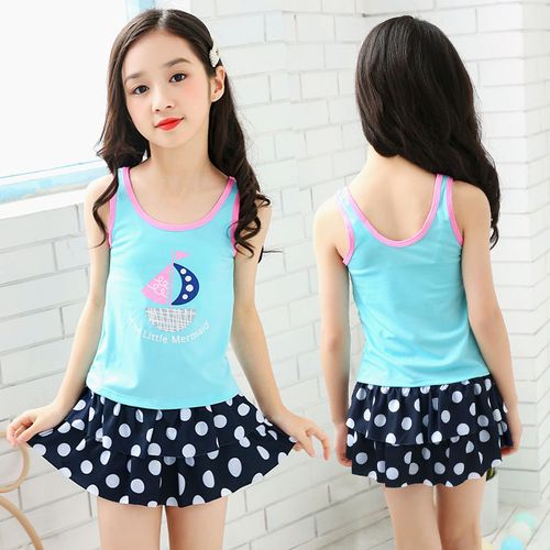 分体女孩学生裙式公主12岁儿童中大泳衣女童儿童泳衣