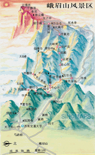 峨眉山旅游指南 峨眉山旅游路线 峨眉山景点 峨眉山酒店 旅游景区图