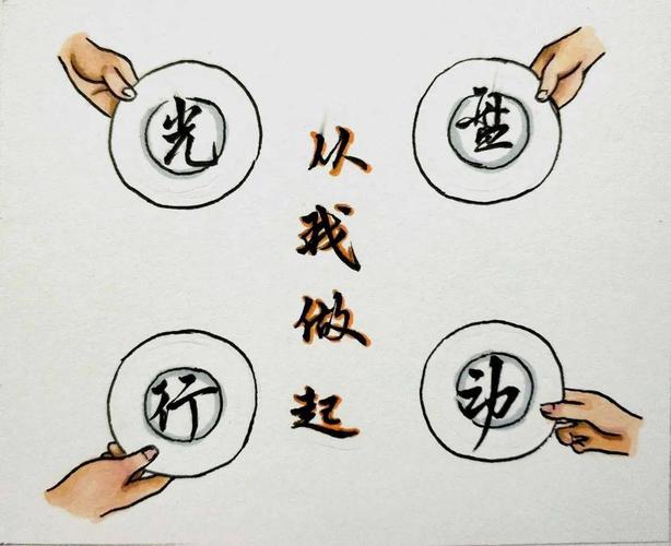 【勤俭节约 】青年手绘宣传"光盘行动,从我做起"