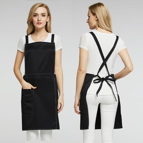 logo 后背交叉背带围裙奶茶咖啡火锅美容美甲师工作围度楔制印字绣