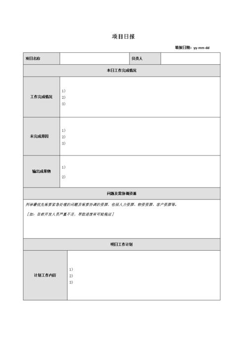 工作日报模板.docx 1页