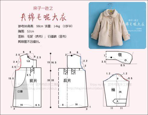 [转载]〖cherry"s〗5-6℃宝宝深秋初冬外套 附参考用裁剪图
