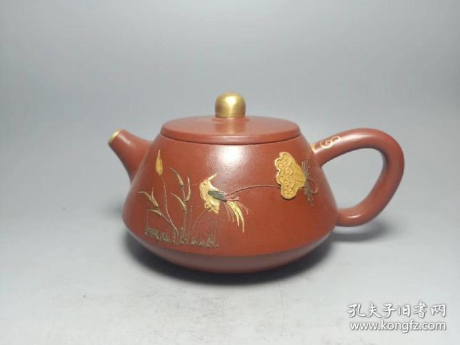 黄易大红袍描金紫砂壶