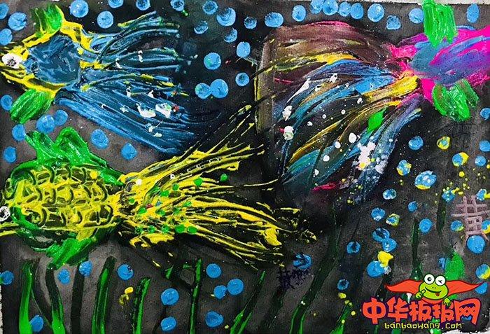 儿童创意绘画作品图片,孔雀鱼