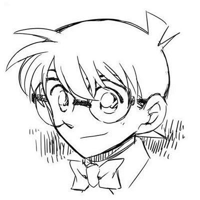 柯南简笔画正脸