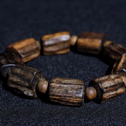 达拉干沉香随行手串9分沉水级奇楠沉香满黑油老料 随型桶珠