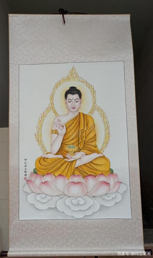 妙行居士工笔画作品,阿弥陀佛