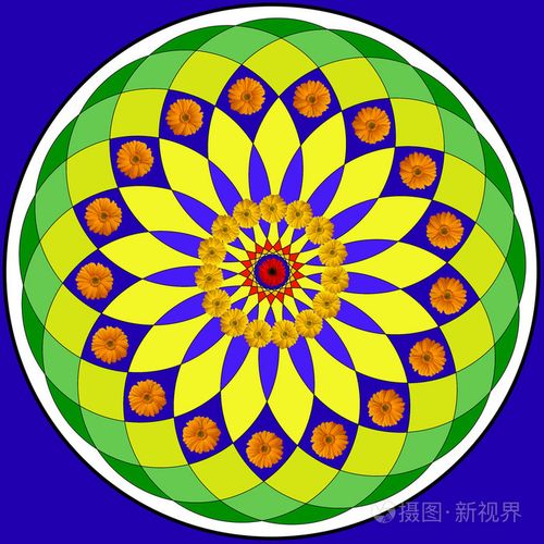 曼陀罗圆装饰图案花卉绘图