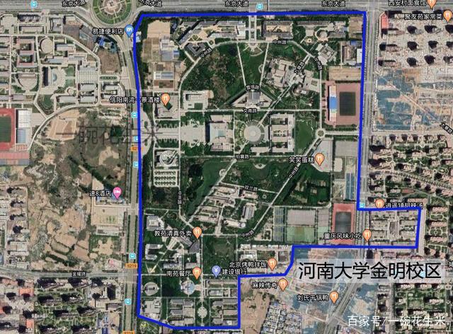 地图上看河南大学的两个校区