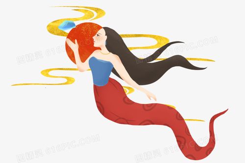 手绘传统神话故事女娲补天场景元素