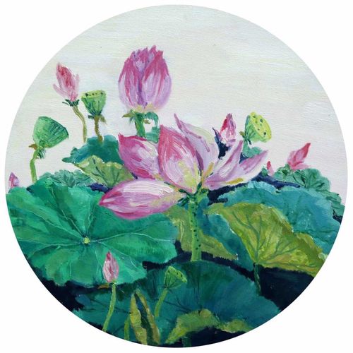 荷花系列作品——施闺臣油画