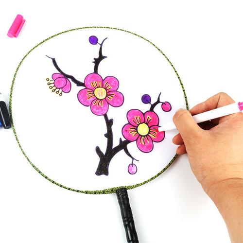 手工团扇宫扇圆扇幼儿园创意美术涂鸦材料 diy 空白扇子儿童绘画画