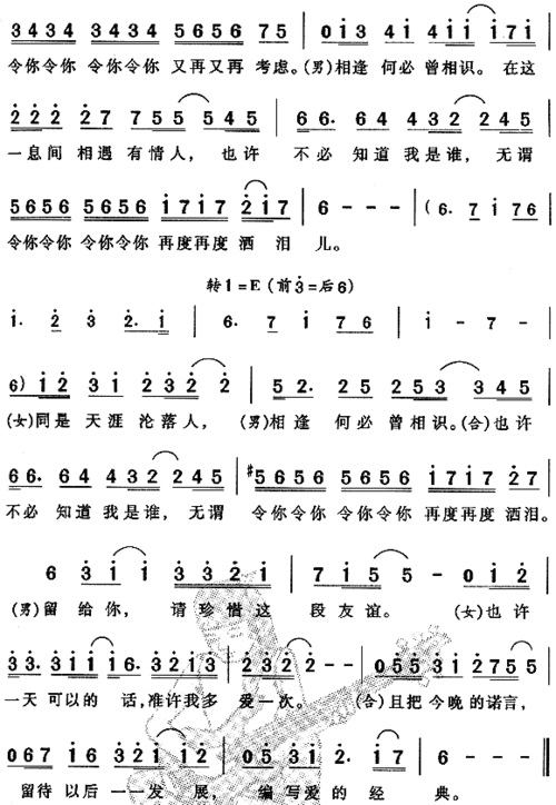 相逢何必曾相识-蒋志光,韦琦珊_简谱_搜谱网