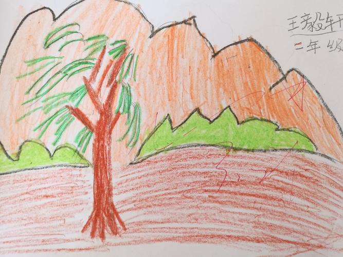 张庄小学二年级《画风》图画展示