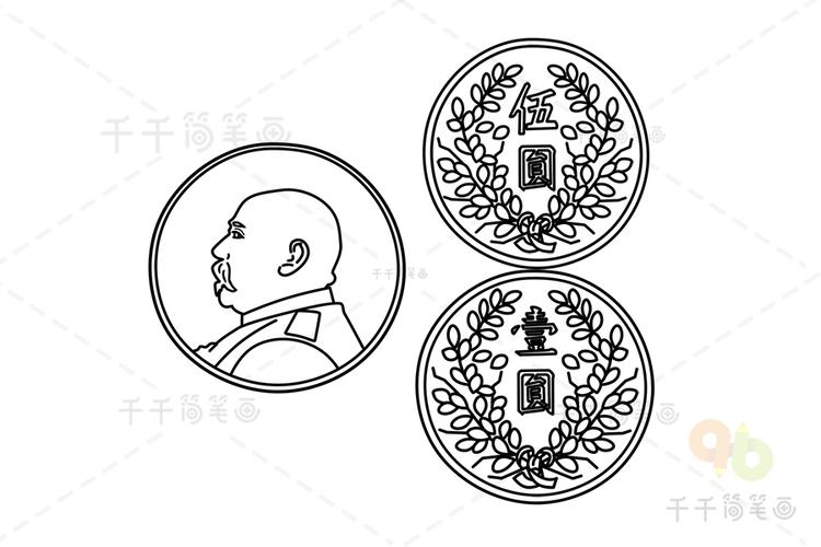 银元简笔画生活用品简笔画