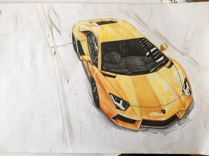 汽车手绘(兰博基尼)|纯艺术|绘画|by背影 - 原创作品