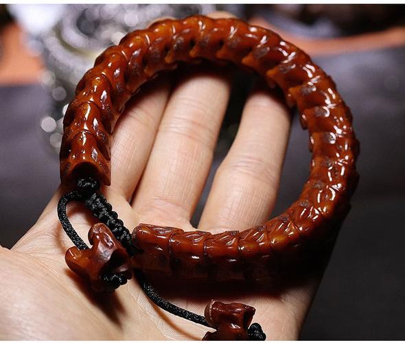 罗丽莎天然泰国老蛇骨手链玉化蛇骨文玩骨头手串男女情侣款16mm包浆老