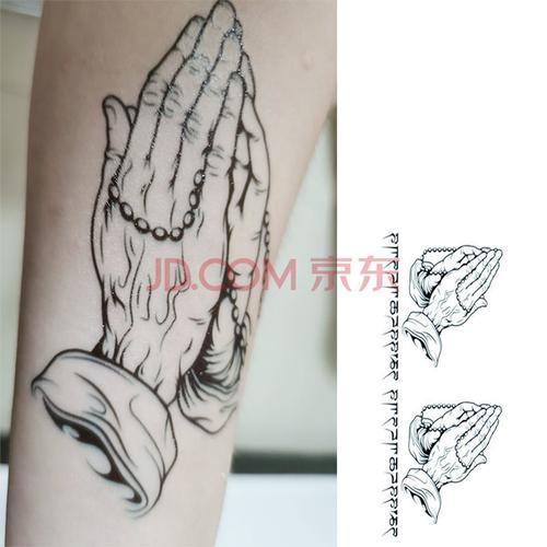 割线条纹身贴防水男女花臂佛手手臂胳膊逼真小臂大臂刺青贴纸 一张