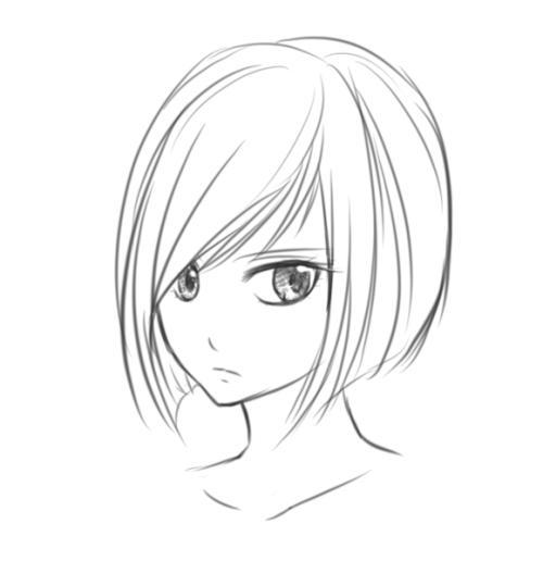 短发女生卡通素描头像