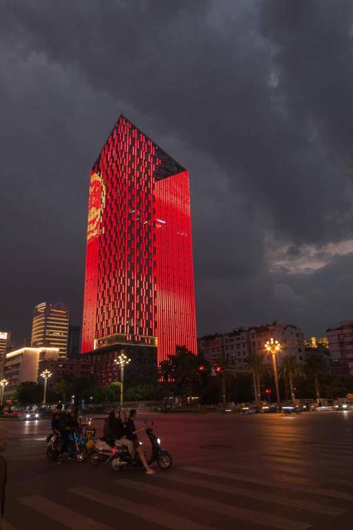 昆明北京路地标建筑的霓虹灯 街头 建筑 夜景 城市 云南 街头 红色