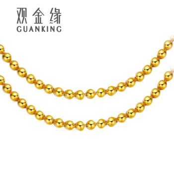 观金缘 黄金项链男佛珠链足金999光珠链金链男女款定制显大加粗圆珠套