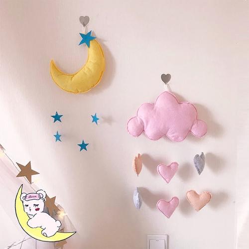 家居宝 空中吊饰 房间宿舍墙面装饰品挂件 ins 手工云朵月亮立体挂饰