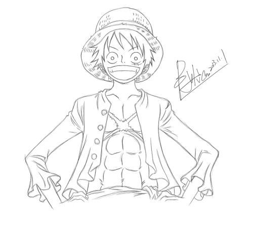 路飞侧面简笔画全身