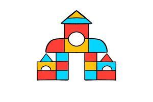 彩色积木简笔画