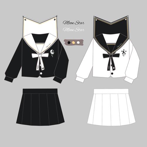 中间服冬服 制服关东襟二本刺绣异形领双子水手服 jk