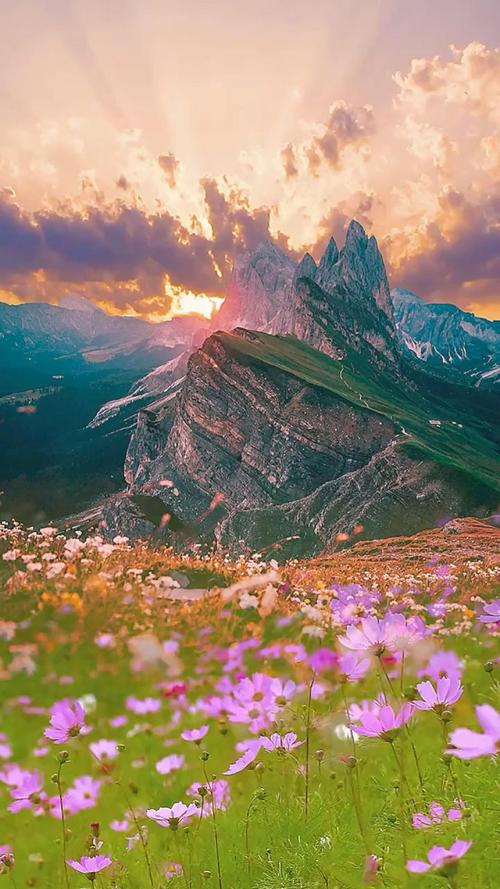 大自然的优美山峰景色,风景-手机壁纸