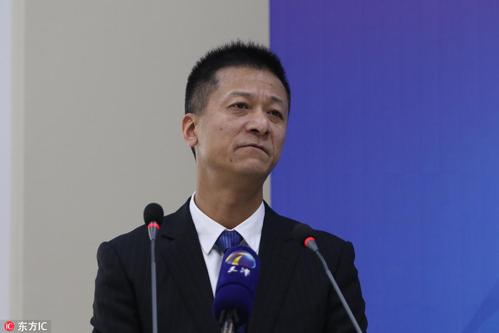 天津权健董事长束昱辉出席乒超新赛季发布会