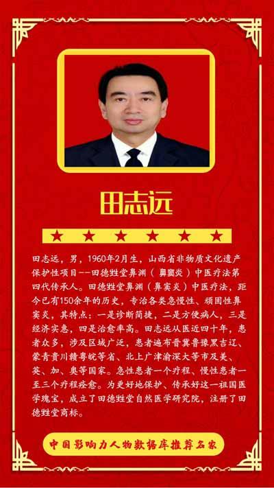 中国影响力人物数据库推荐名家——医生田志远