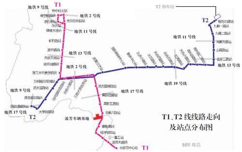 t1有轨电车线路贯穿关山大道