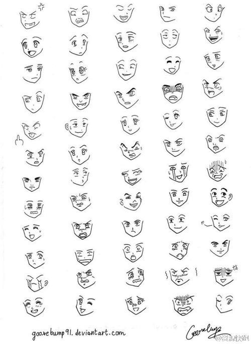 动漫人物线条练习五官表情人物表情喜怒哀乐漫画百度图片搜索午间分享