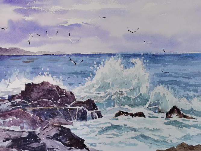 卢孟珉部分水彩画作品(大海系列)