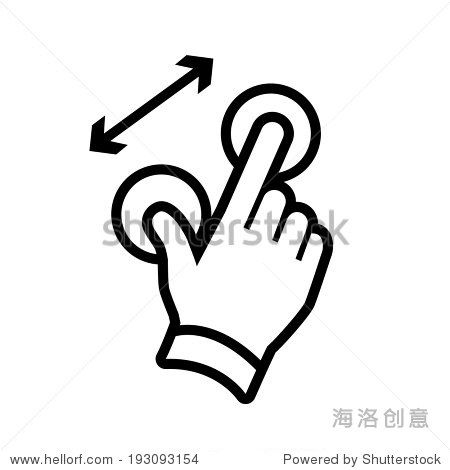 vector modern flat design hand pinch zoom in gesture icon black