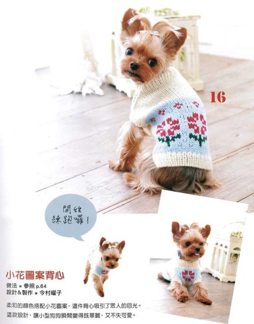 棒针图解|狗狗毛线衣:小花图案背心