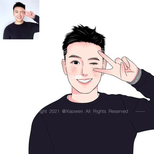 平涂风格简约手绘_简约风_手绘_男生头像_文化_绘画