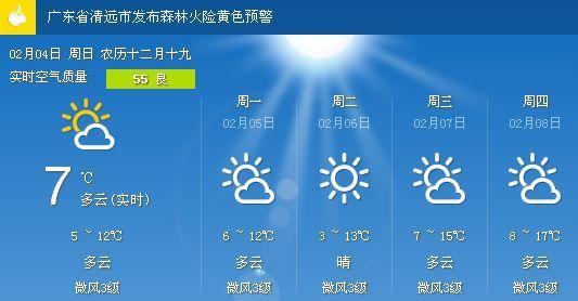 春节几日清远的天气是这样