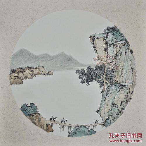 仿古山水 国画 山水画 溥儒 团扇 小品