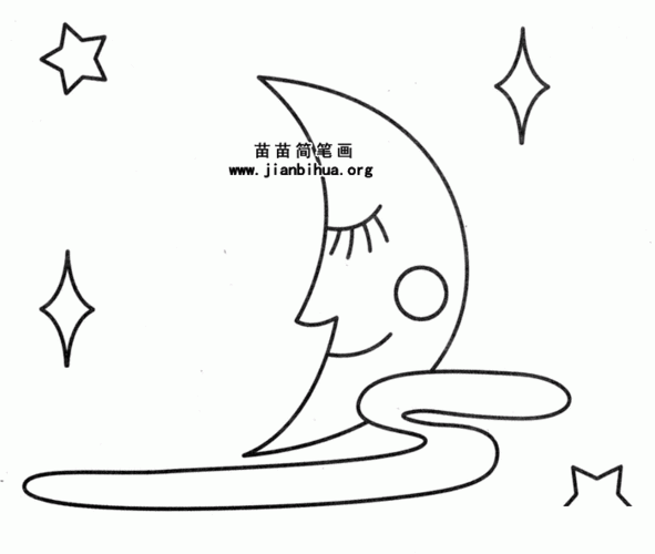 月亮简笔画图片,画法